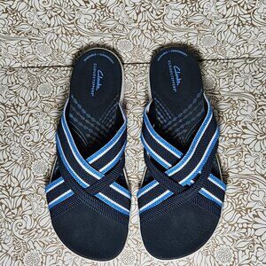 Clarks Cloudsteppers Cushion Soft Women's Blue Flip Flops Sandals Size 10M